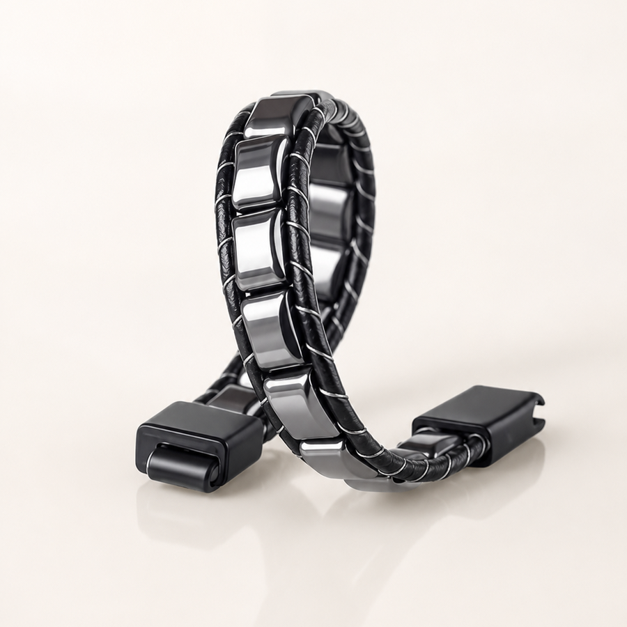 Maison Hematite & Genuine Leather Bracelet
