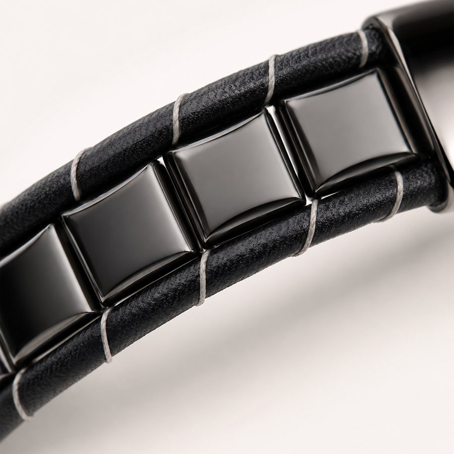 Maison Hematite & Genuine Leather Bracelet