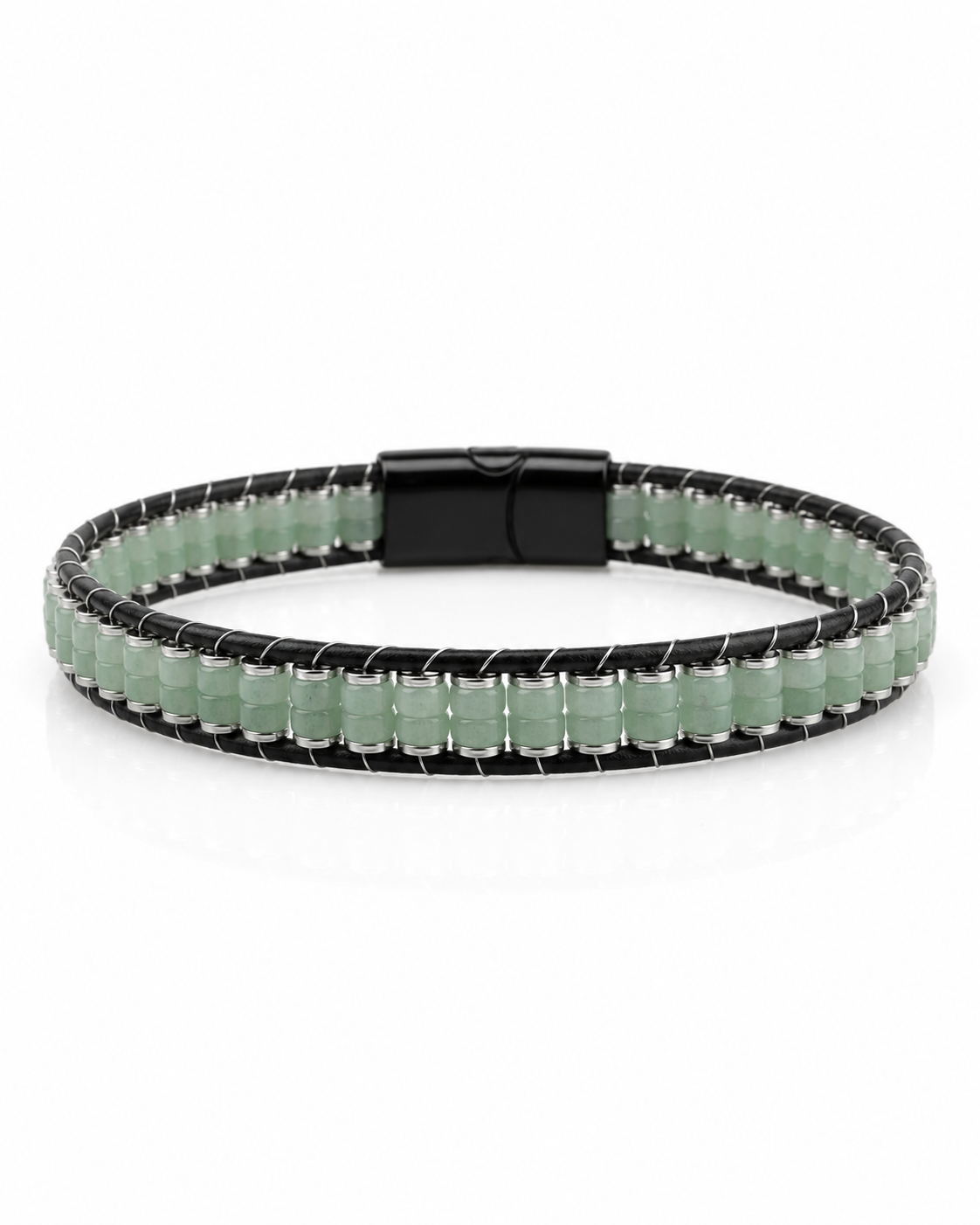 Vérone Green Aventurine & Leather Bracelet