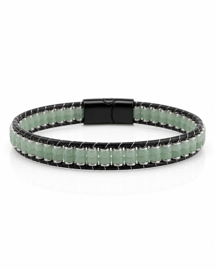 Vérone Green Aventurine & Leather Bracelet