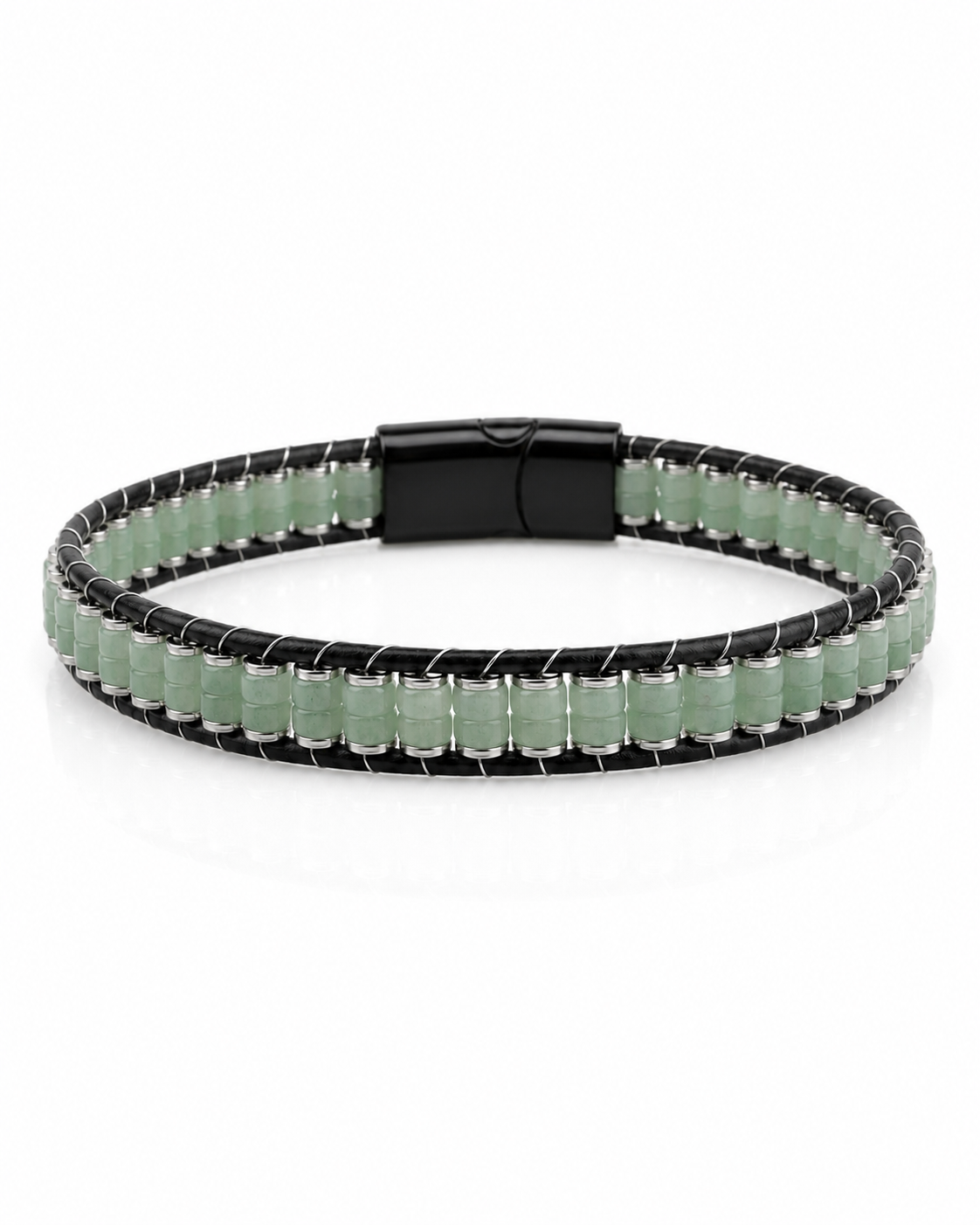 Vérone Green Aventurine & Leather Bracelet