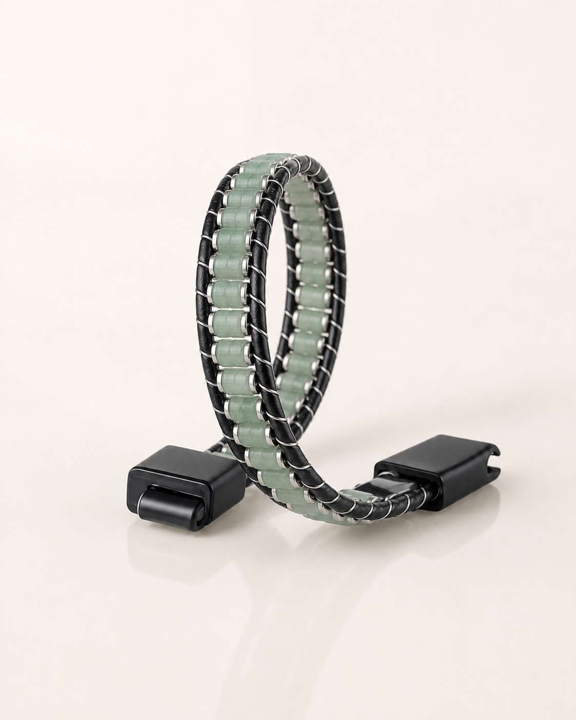 Vérone Green Aventurine & Leather Bracelet