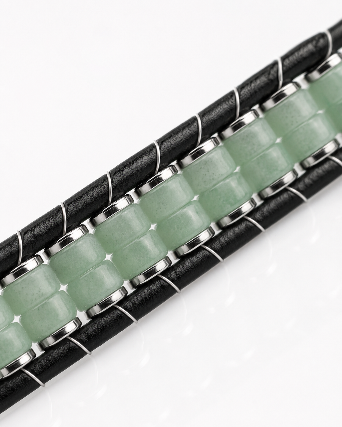 Vérone Green Aventurine & Leather Bracelet