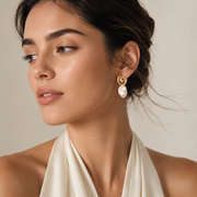 Spiral Gold & Baroque Pearl Stud Earrings