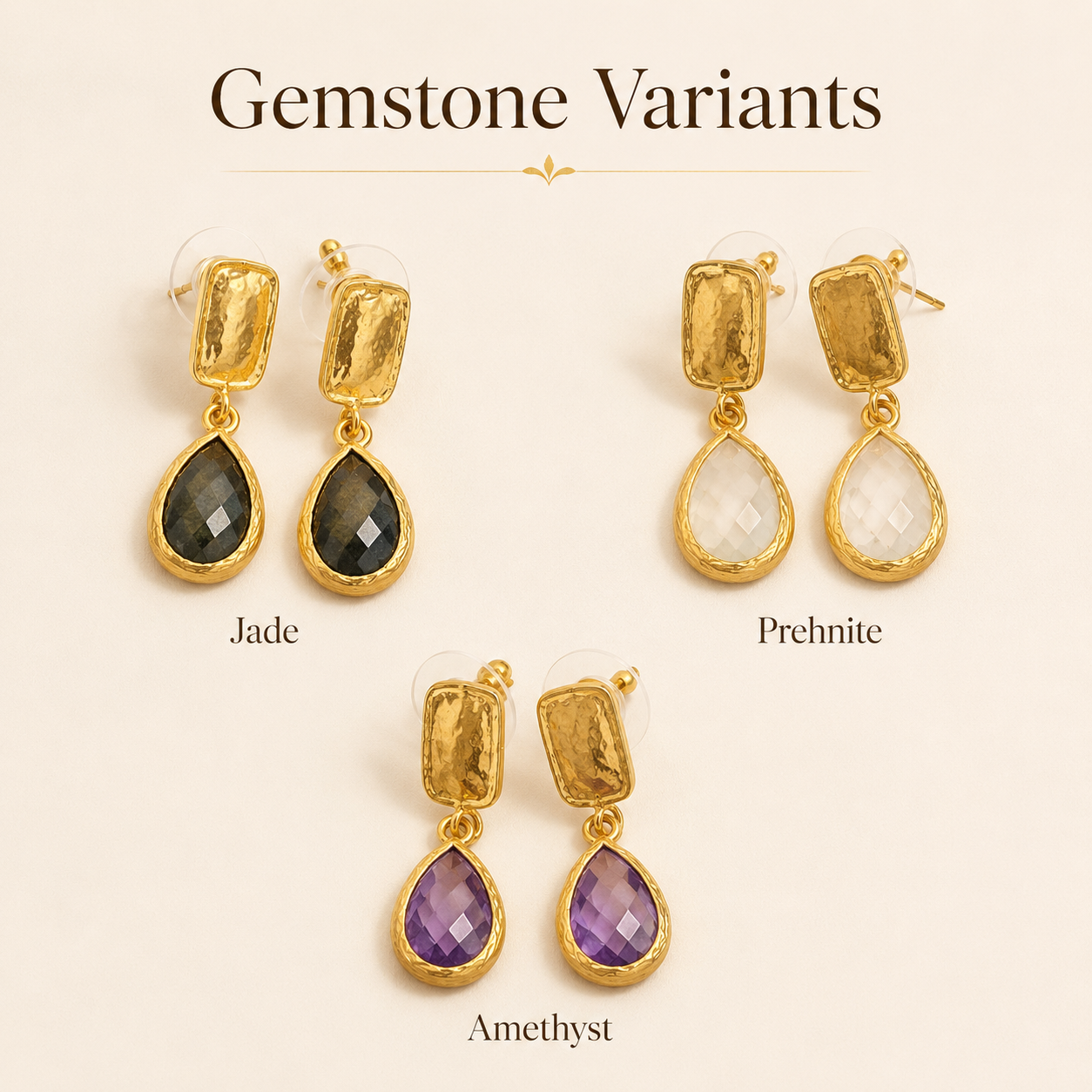 Diamond Teardrop Drop Earrings Gold Plated Gemstones