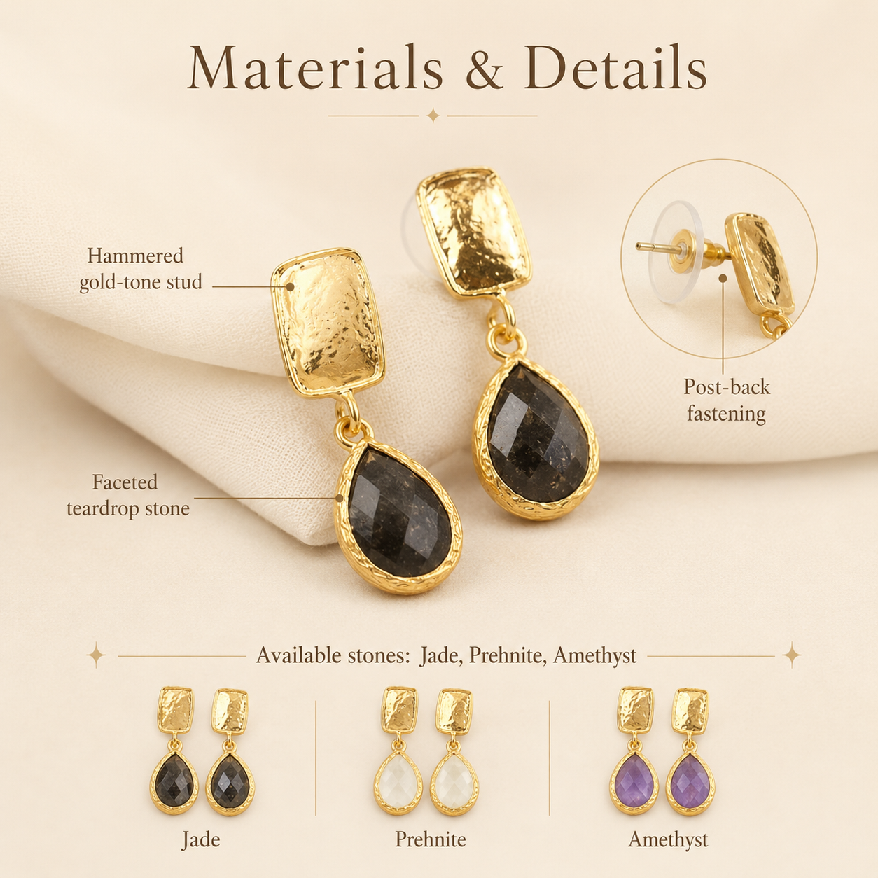 Diamond Teardrop Drop Earrings Gold Plated Gemstones