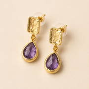 Diamond Teardrop Drop Earrings Gold Plated Gemstones