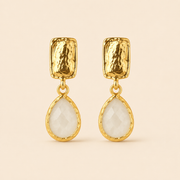 Diamond Teardrop Drop Earrings Gold Plated Gemstones