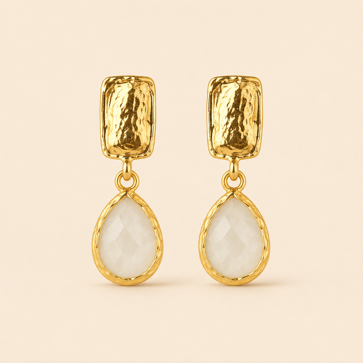 Diamond Teardrop Drop Earrings Gold Plated Gemstones