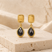 Diamond Teardrop Drop Earrings Gold Plated Gemstones
