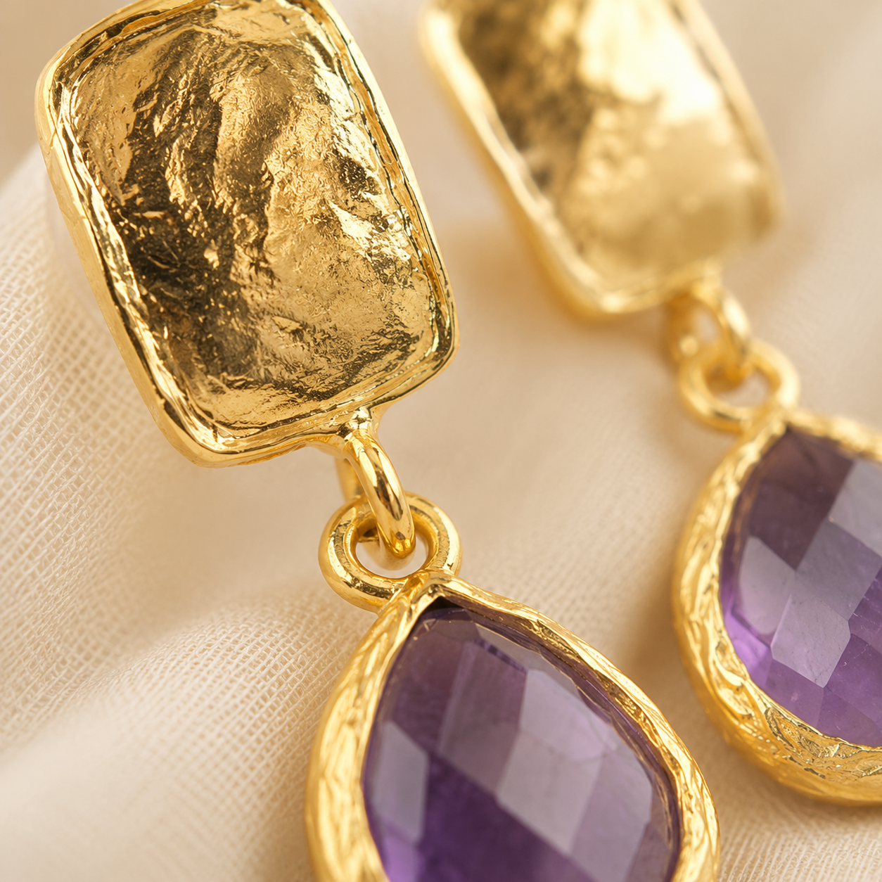 Diamond Teardrop Drop Earrings Gold Plated Gemstones