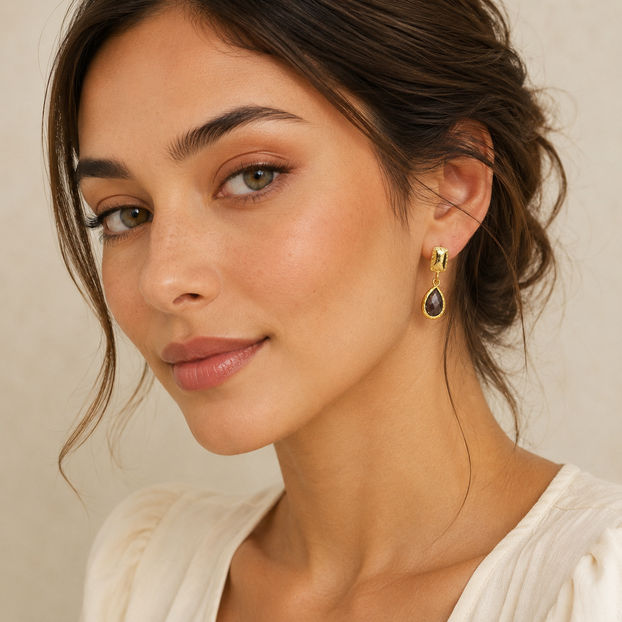 Diamond Teardrop Drop Earrings Gold Plated Gemstones