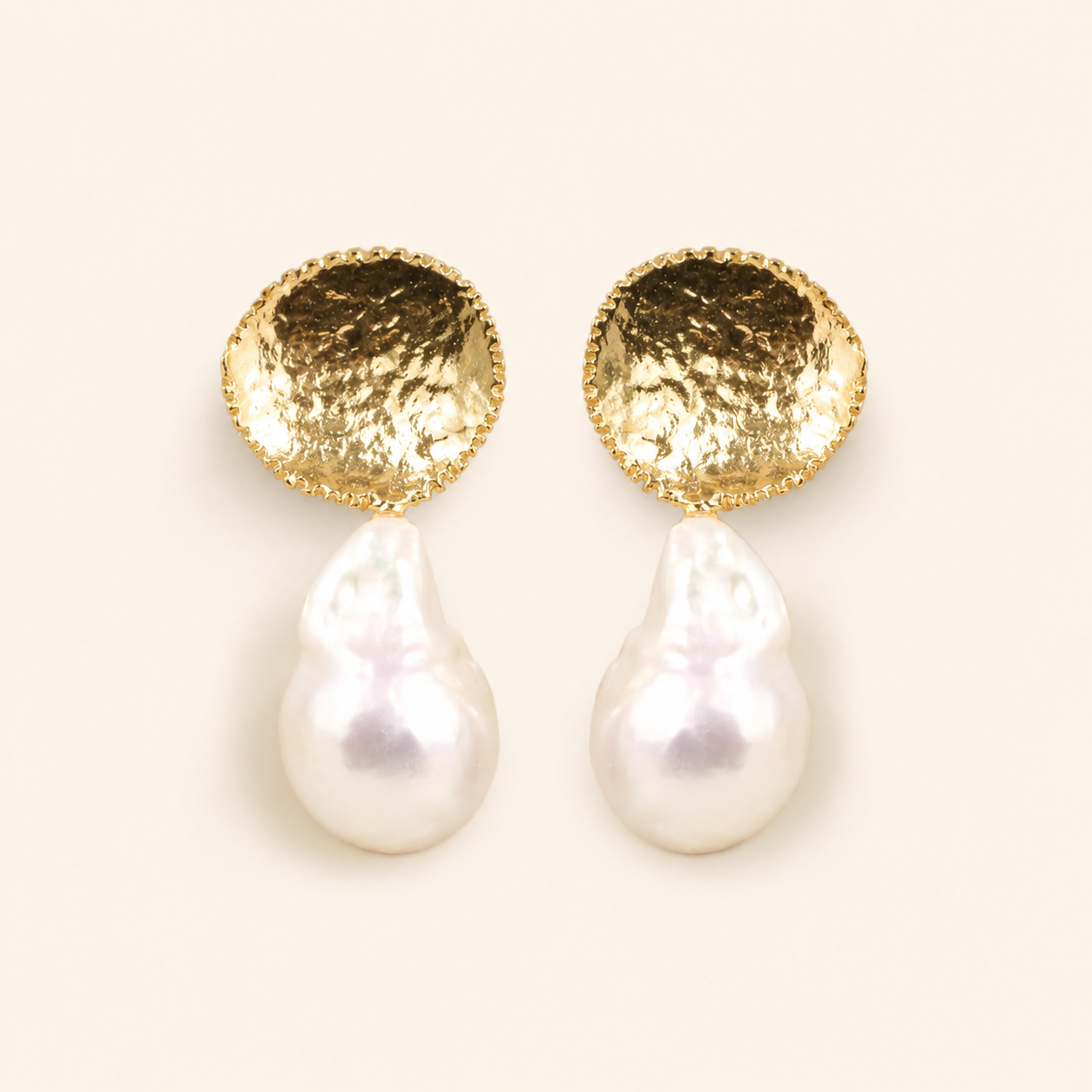 Gold Plated Baroque Pearl Earrings