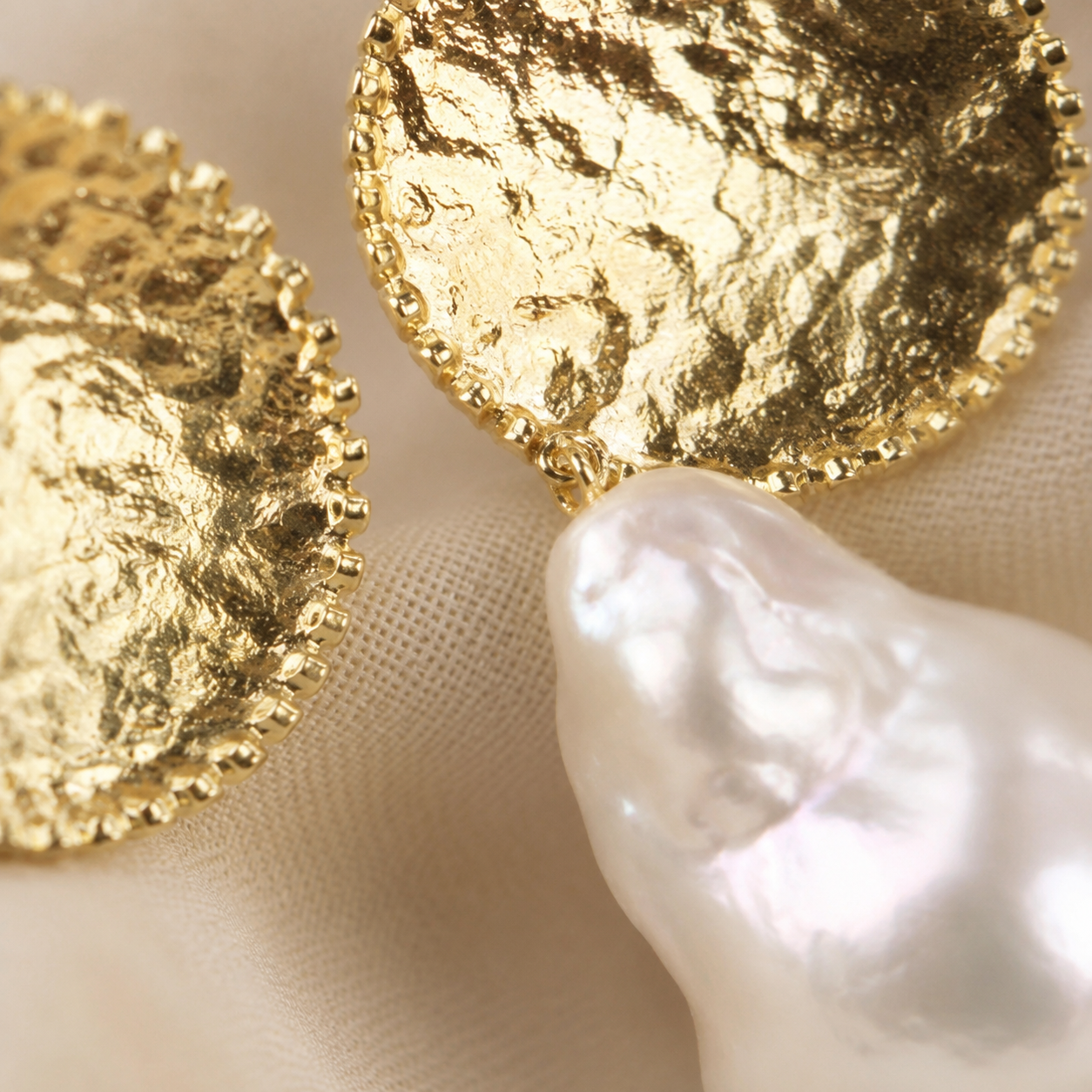 Gold Plated Baroque Pearl Earrings