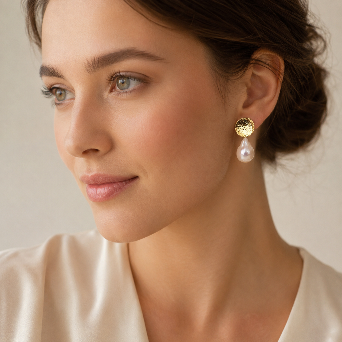 Gold Plated Baroque Pearl Earrings