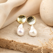 Gold Plated Baroque Pearl Earrings