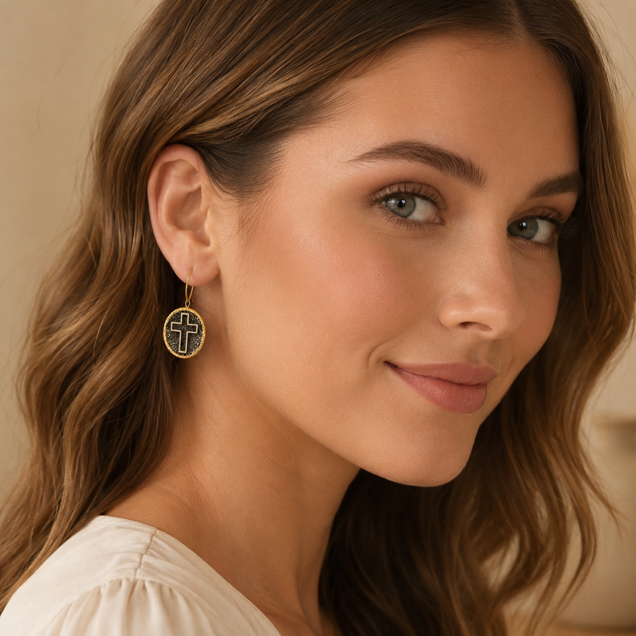 Gold Cross Earrings