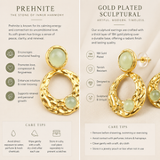 Sculptural Gold Stud Earrings in Prehnite