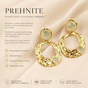 Sculptural Gold Stud Earrings in Prehnite