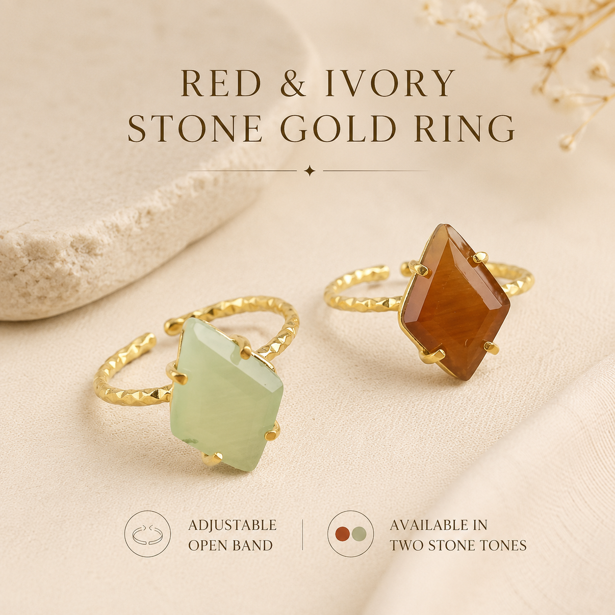 Red & Ivory & Purple Diamond Gold Ring