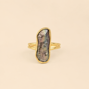 Black Pearl Minimal Ring in Gold(Freshwater Pearl)