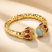 Réa Sculptural Aquamarine Gold Bangle
