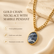 Gold Chain Necklace with Marble Pendant