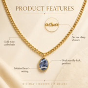 Gold Chain Necklace with Marble Pendant