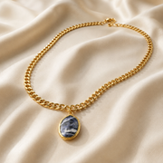 Gold Chain Necklace with Marble Pendant