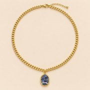 Gold Chain Necklace with Marble Pendant