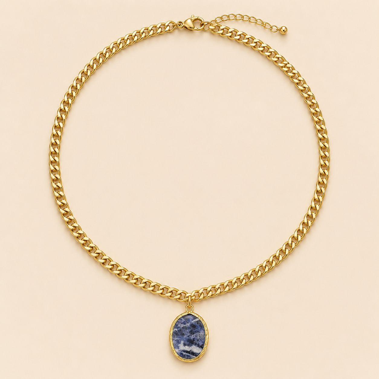 Gold Chain Necklace with Marble Pendant