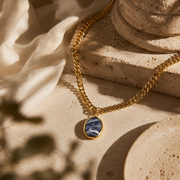 Gold Chain Necklace with Marble Pendant
