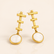 Sculptural Pearl Plated Gold Stud Earrings