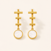 Sculptural Pearl Plated Gold Stud Earrings