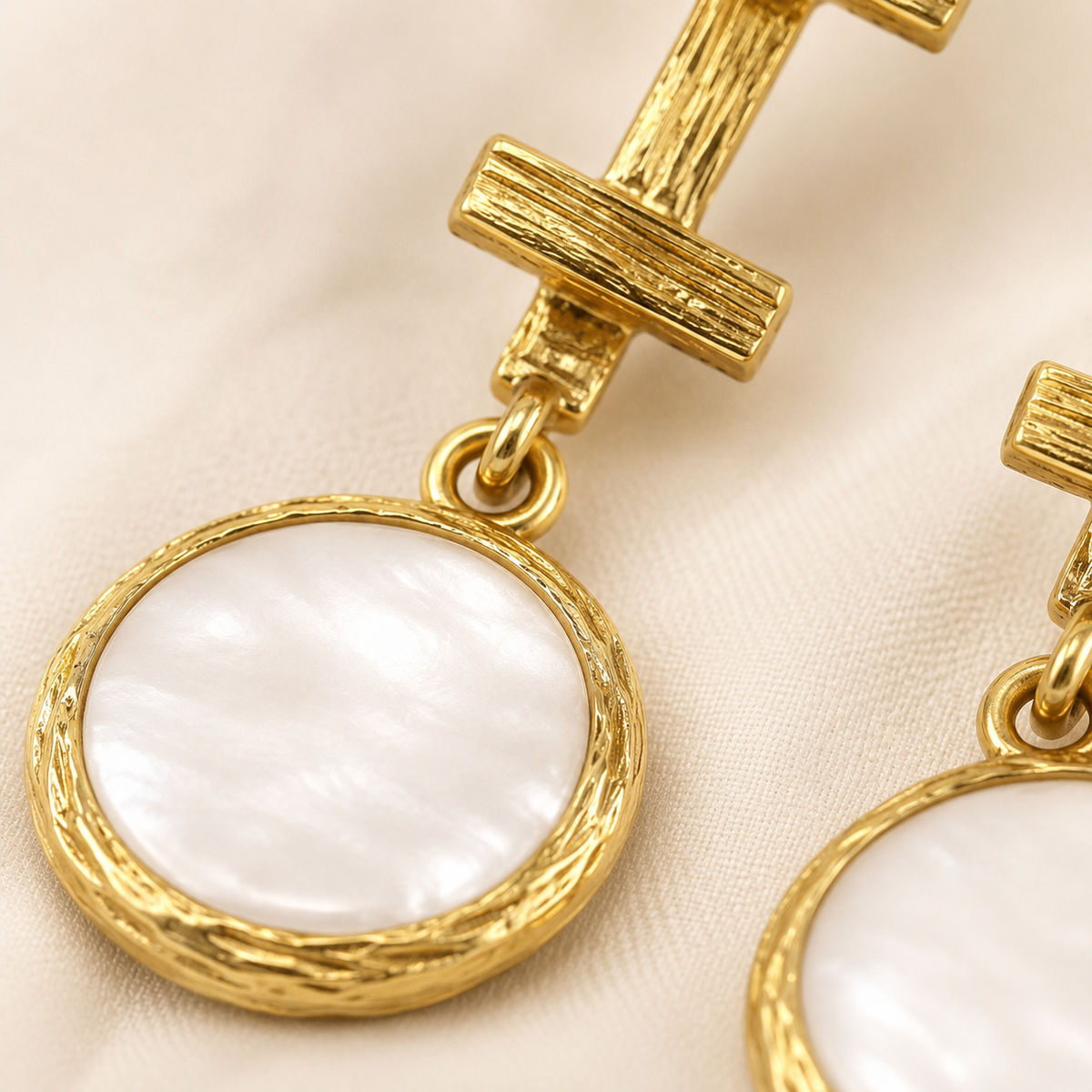 Sculptural Pearl Plated Gold Stud Earrings