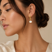 Sculptural Pearl Plated Gold Stud Earrings