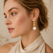 Sculptural Pearl Plated Gold Stud Earrings