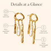Abstract Sculptural Gold & Pearl Earrings