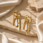 Abstract Sculptural Gold & Pearl Earrings