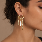 Abstract Sculptural Gold & Pearl Earrings