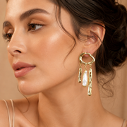 Abstract Sculptural Gold & Pearl Earrings