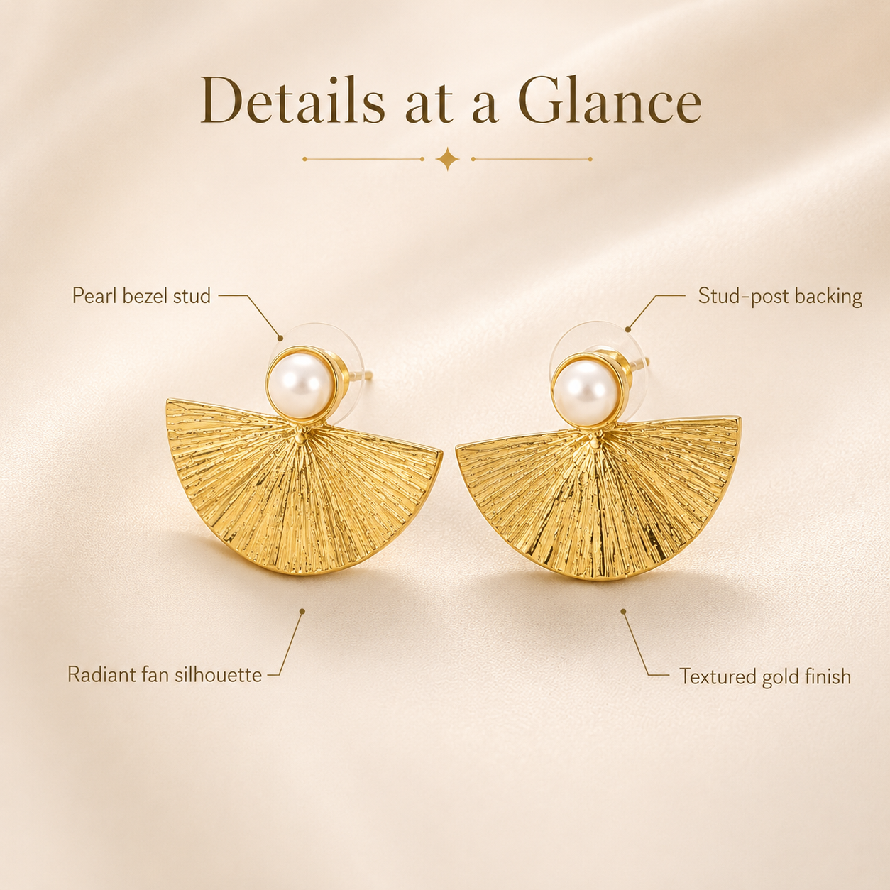 Seashell & Pearl Plated Gold Earrings