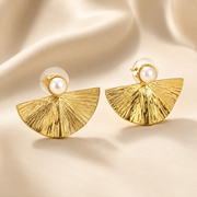 Seashell & Pearl Plated Gold Earrings