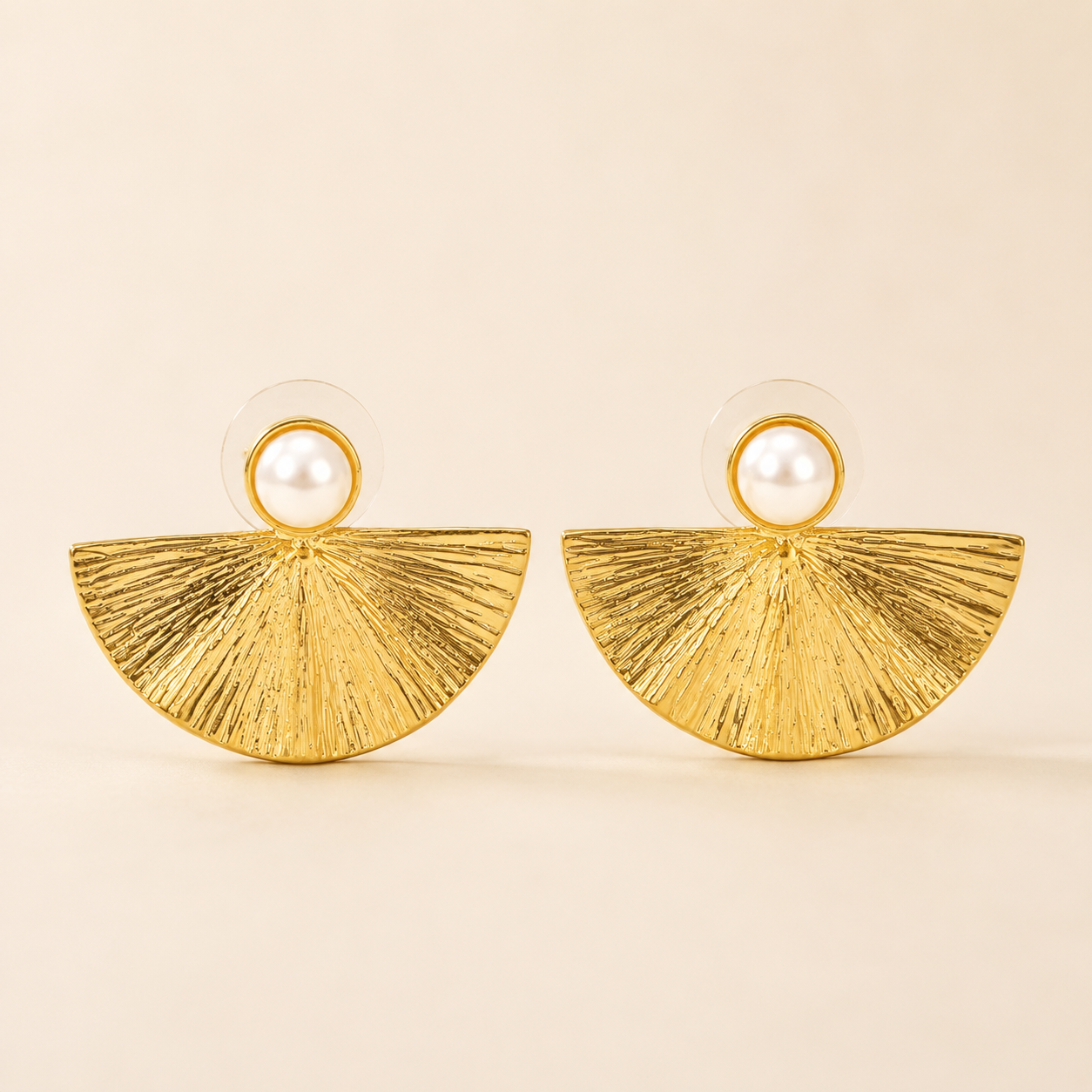 Seashell & Pearl Plated Gold Earrings