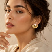 Seashell & Pearl Plated Gold Earrings
