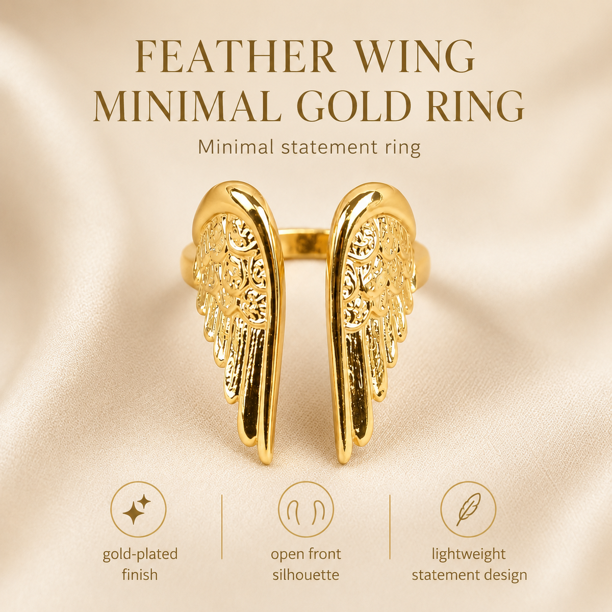 Gold Wing Feather Ring