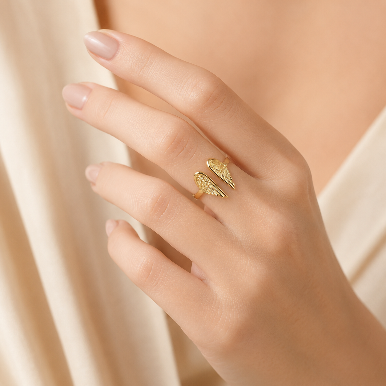 Gold Wing Feather Ring