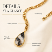 Ivory Marble Pendant Necklace in Gold