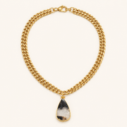 Ivory Marble Pendant Necklace in Gold