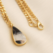 Ivory Marble Pendant Necklace in Gold